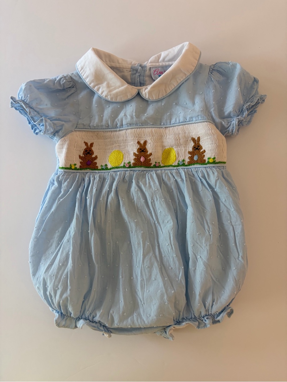 Vintage Ann Reeves Heirloom Hand Smocked Swiss Dot Easter Bubble Size 24 Months